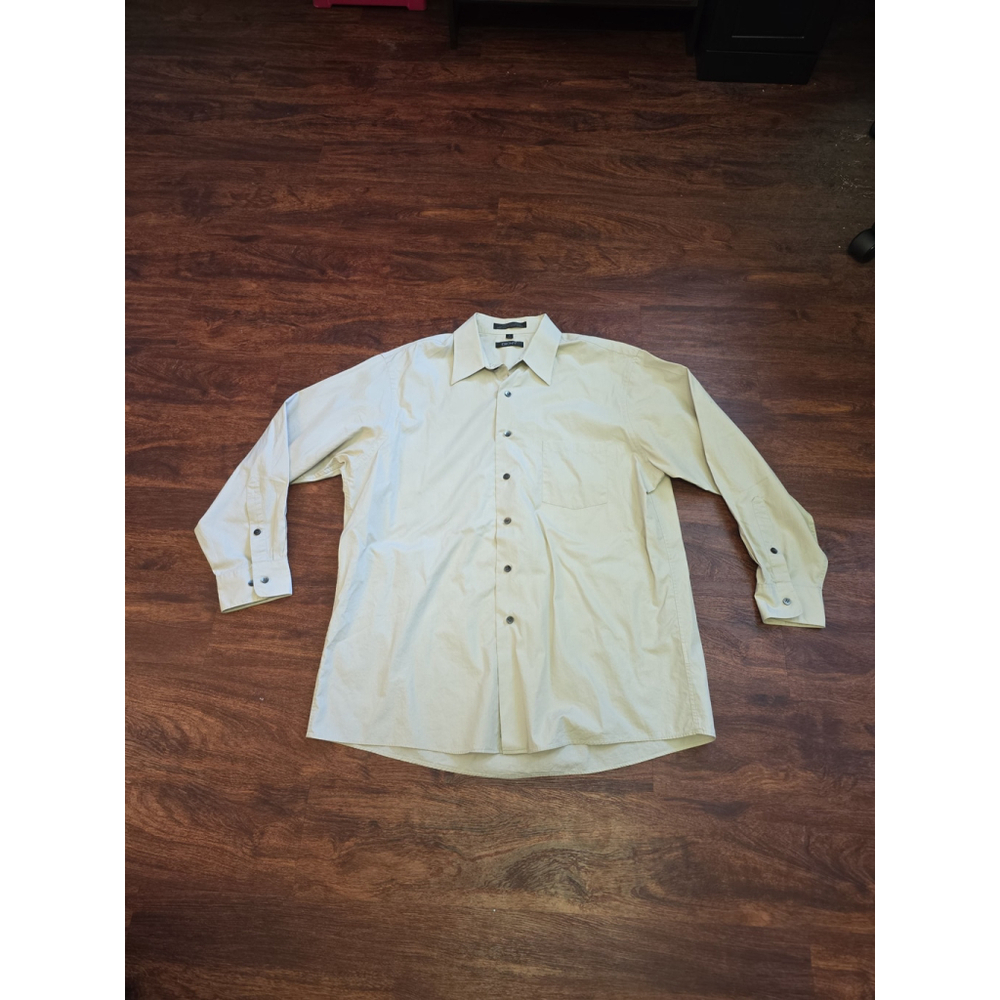 Men's DKNY tan beige long sleeve shirt size 17 32/33